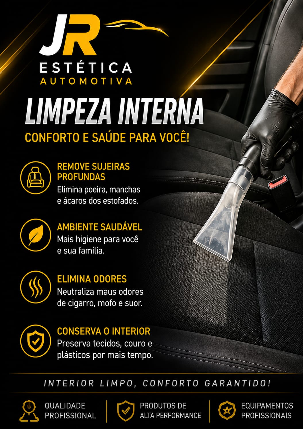 Limpeza interna realizada pela JR Estética Automotiva
